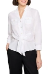 Nic + Zoe Nic+zoe Anniversary Tie Front Shirt In Paper White