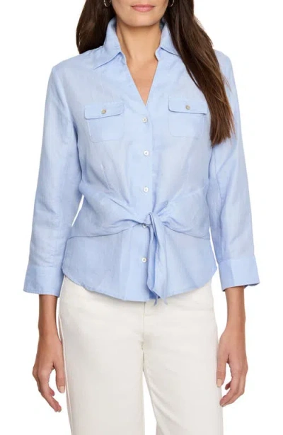 Nic + Zoe Nic+zoe Anniversary Tie Front Shirt In Powder Blue