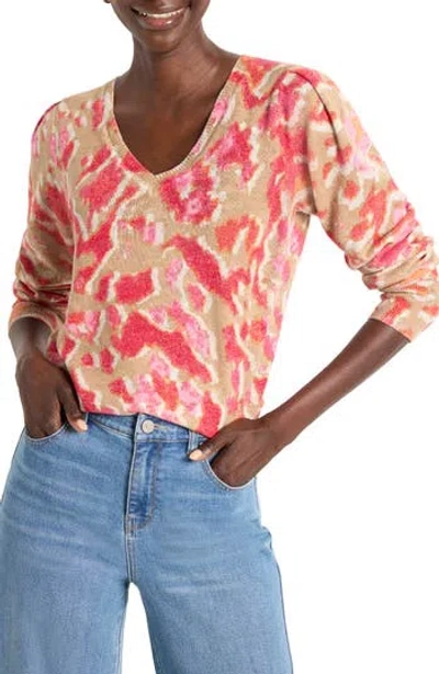 NIC + ZOE NIC+ZOE IKAT COTTON BLEND SWEATER