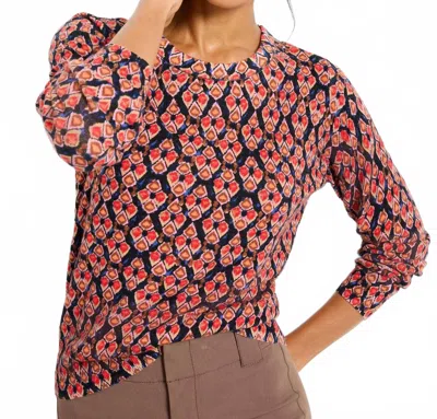Nic + Zoe Ikat Pure Cotton Sweater In Red Multi In Brown