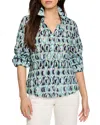 Nic + Zoe Nic+zoe Ikat Rings Button-up Shirt In Green Multi