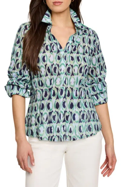 NIC + ZOE NIC+ZOE IKAT RINGS BUTTON-UP SHIRT