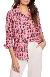 Nic + Zoe Nic+zoe Ikat Rings Button-up Shirt In Pink Multi