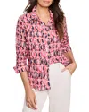 Nic + Zoe Nic+zoe Ikat Rings Button-up Shirt In Pink Multi