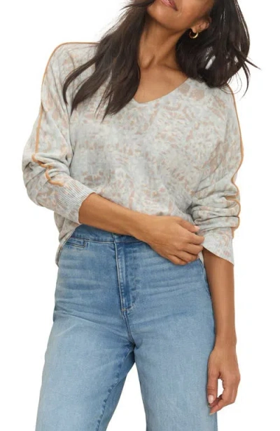 Nic + Zoe Nic+zoe Impressions Tipped V-neck Sweater In Multi