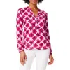 Nic + Zoe Nic+zoe In Bloom Split Neck Top In Pink Multi