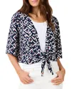 Nic + Zoe Nic+zoe Petite Indigo Angles 4-way Linen-blend Cardigan In Multi