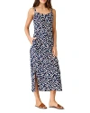 Nic + Zoe Nic+zoe Petite Indigo Angles Linen-blend Dress In Indigo Multi
