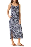 Nic + Zoe Nic+zoe Petite Indigo Angles Linen-blend Dress In Indigo Multi