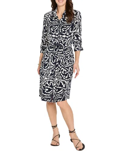 Nic + Zoe Nic+zoe Indigo Leaf Double Crepe Eva Dress In Imi-indigo Multi