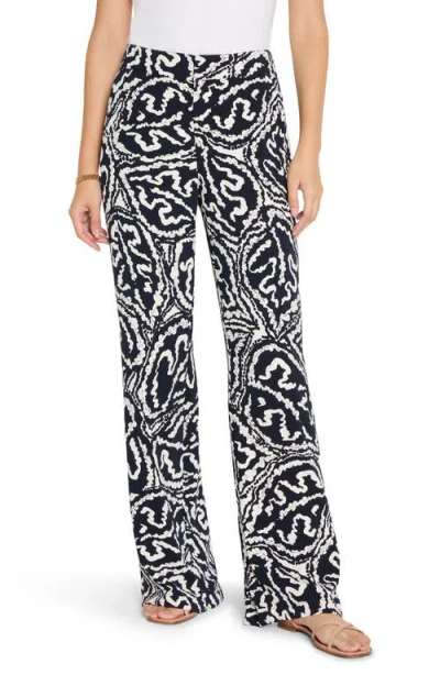 Nic + Zoe Nic+zoe Indigo Leaf Wide Leg Pants In Black