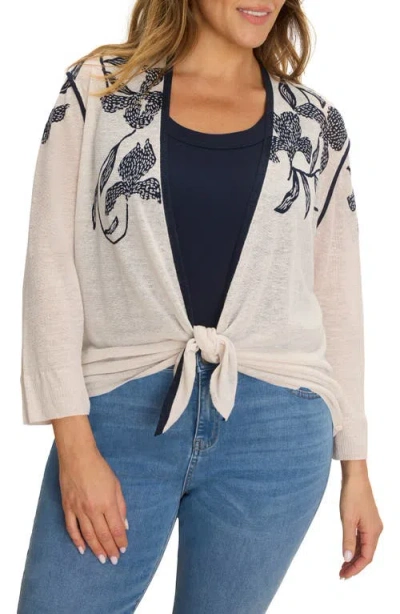 Nic + Zoe Nic+zoe Inked Blooms Convertible Cardigan In Multi