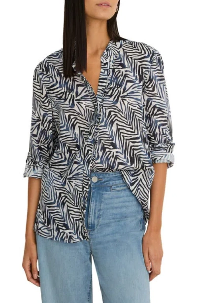 Nic + Zoe Nic+zoe Inked Lines Button-up Shirt In Blue
