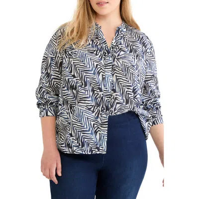 Nic + Zoe Nic+zoe Inked Lines Shirt In Multi