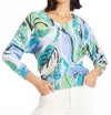 Nic + Zoe Island Beat Cotton Slub Sweater In Blue Multi In Multi
