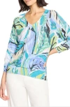 Nic + Zoe Nic+zoe Island Beat Print V-neck Sweater