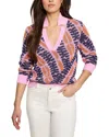 Nic + Zoe Nic+zoe Jacquard Mesh Squiggly Pullover In Purple