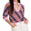 Nic + Zoe Jacquard Mesh Squiggle Sweater In Pink Multi In Pink
