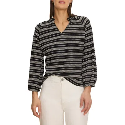 Nic + Zoe Nic+zoe Dashing Split Neck Top In Multi