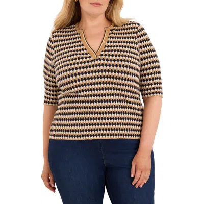 Nic + Zoe Nic+zoe Jacquard Sweater In Brown