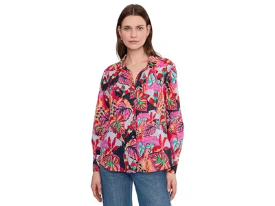 Nic + Zoe Kauai Garden Cotton Crinkle Shirt In Multi