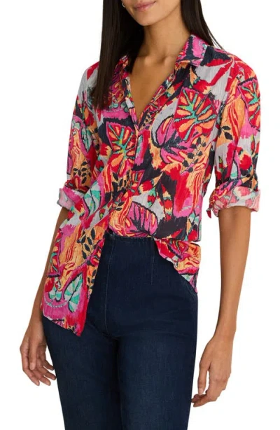Nic + Zoe Nic+zoe Kauai Garden Crinkle Shirt In Multi