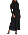 Nic + Zoe Nic+zoe Kira Long Sleeve Knit & Woven Dress In Black