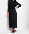 Nic + Zoe Nic+zoe Kira Long Sleeve Knit & Woven Dress In Black