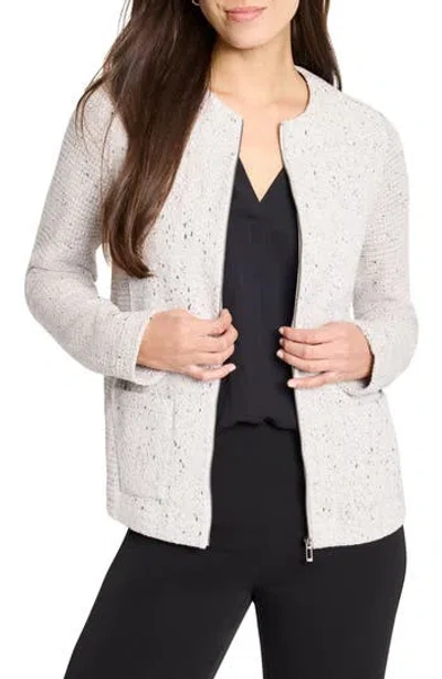 Nic + Zoe Nic+zoe Knit & Woven Zip Front Jacket In Neutral