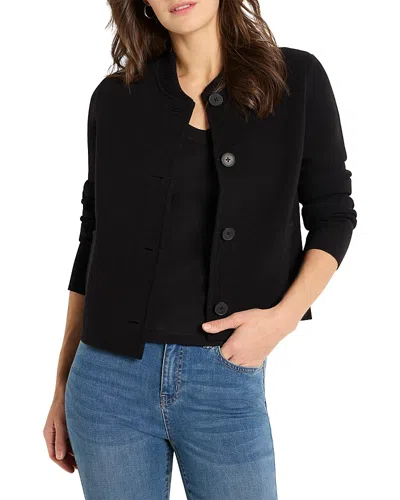 Nic + Zoe Nic+zoe Crop Knit Bomber Jacket In Black Onyx