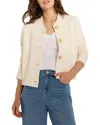 Nic + Zoe Nic+zoe Crop Knit Bomber Jacket In Classic Cream