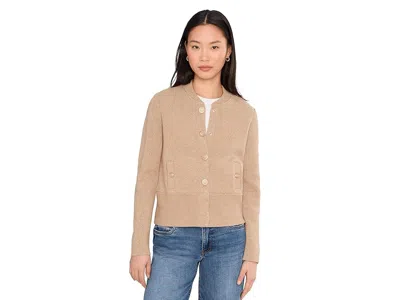 Nic + Zoe Knit Bomber Snap Jacket In Brown