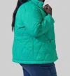 Nic + Zoe Knit Trim Puffer Jacket - Plus Size In Fern In Green