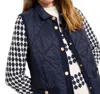 Nic + Zoe Knit Trim Puffer Vest In Dark Indigo In Purple