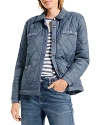 Nic + Zoe Nic+zoe Knit Trim Quilted Jacket In Blue Waves