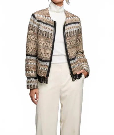 Nic + Zoe Knit Weaving Trimmed Jacket In Neutral Multi In Beige