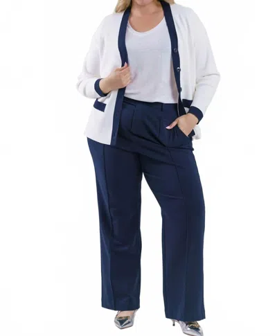 Nic + Zoe Knit Wide Leg Pleated Pant In Dark Indigo