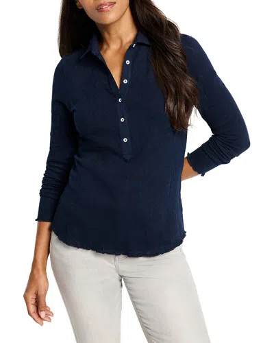 Nic + Zoe Lace Knit Collared Top In Blue
