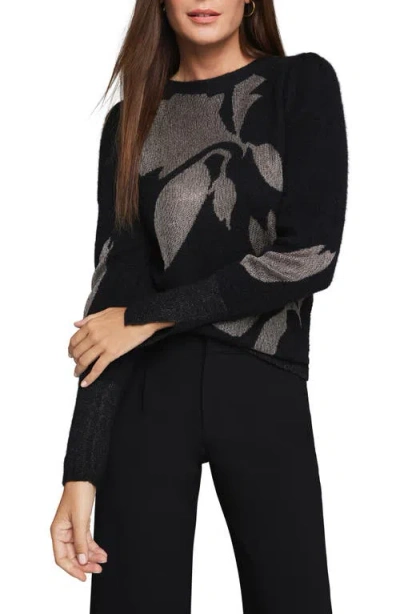 Nic + Zoe Nic+zoe Lace Knit Floral Sweater In Black Multi