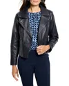 Nic + Zoe Nic+zoe Leather Biker Jacket In Blue