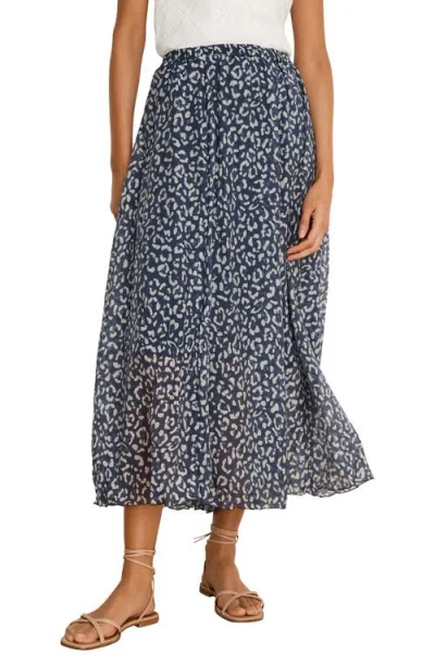 Nic + Zoe Nic+zoe Leopard Crinkle Maxi Skirt In Black
