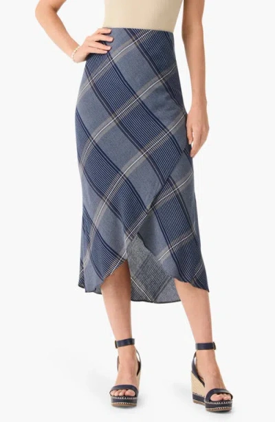 Nic + Zoe Nic+zoe Line It Up Plaid Tulip Hem Midi Skirt In Blue