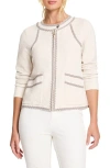 Nic + Zoe Nic+zoe Lined Up Knit Jacket In Classic Cream