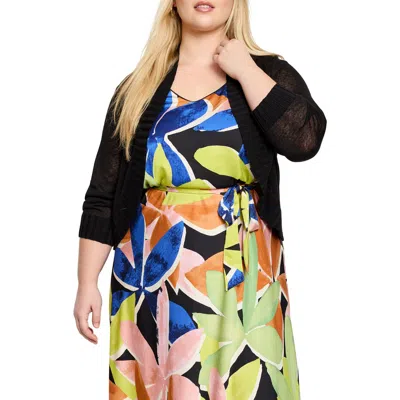 Nic + Zoe Nic+zoe Linen Blend Bolero Cardigan In Black Onyx