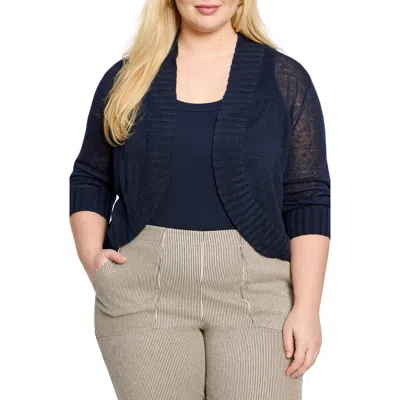 Nic + Zoe Nic+zoe Linen Blend Bolero Cardigan In Dark Indigo