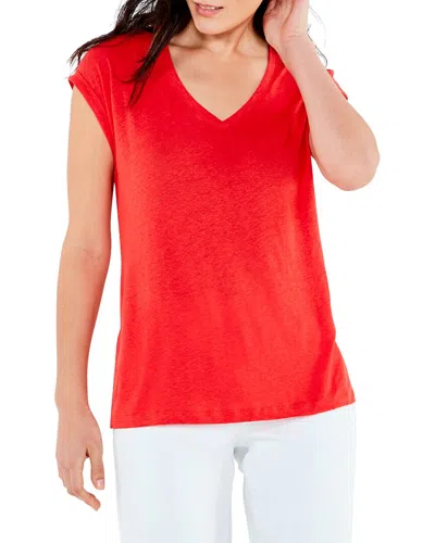 Nic + Zoe Nic+zoe Linen-blend T-shirt In Red