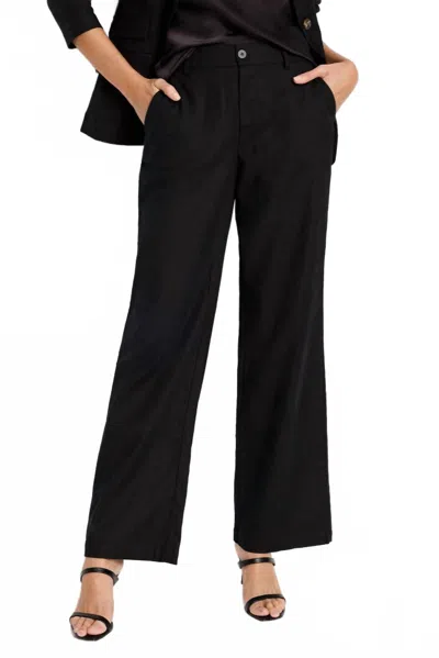 Nic + Zoe Linen Cotton Eliot Wide Leg Pant In Black Onyx