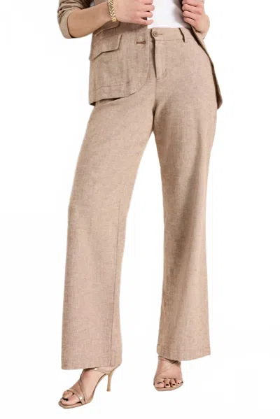Nic + Zoe Linen Cotton Eliot Wide Leg Pant In Brown Mix In Neutral