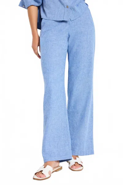 Nic + Zoe Linen Cotton Eliot Wide Leg Pants In Blue Mix In Multi