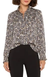 Nic + Zoe Nic+zoe Little Leopard Mock Neck Blouse In Multi